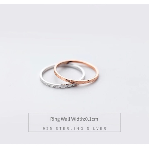 Multi-Faceted Dainty Skinny Rose Gold S925 Minimalist Stackable Ring Size 5.5 - Picture 8 of 8